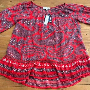 Fever Vibrant Red Paisley Blouse‎